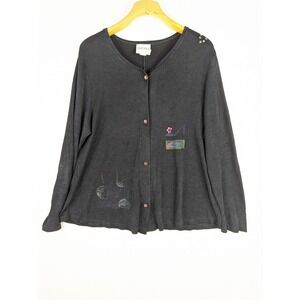 Bread‎ Staley Gretzinger 2X LYCRA Top Cardigan Artsy MOP Buttons Arsty